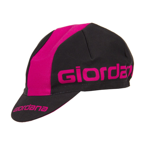 Giordana Three Panel Cotton Cap - Black/Pink