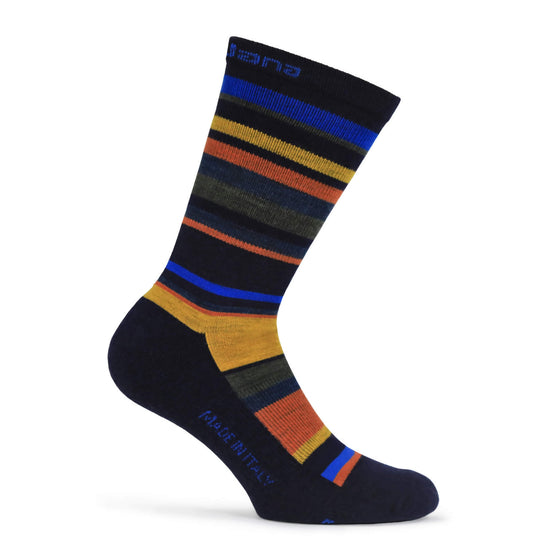 Giordana Merino Wool Sock - Tall Cuff - Stripes Blue