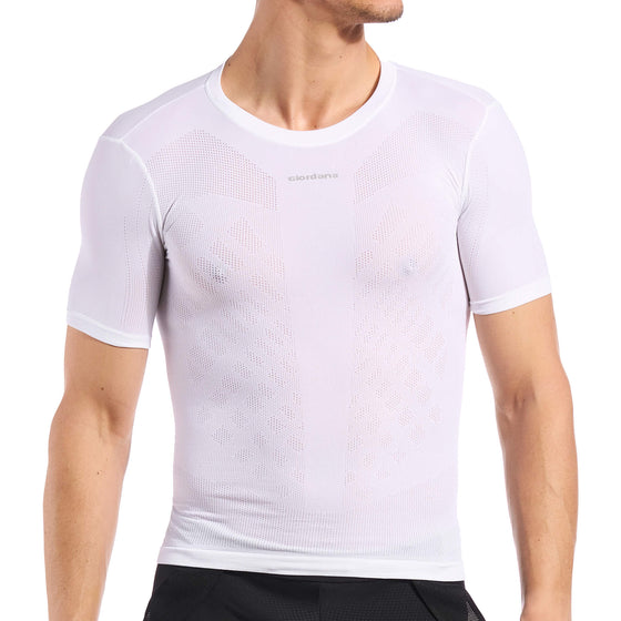 Giordana Lightweight Knitted Short Sleeve Base Layer White