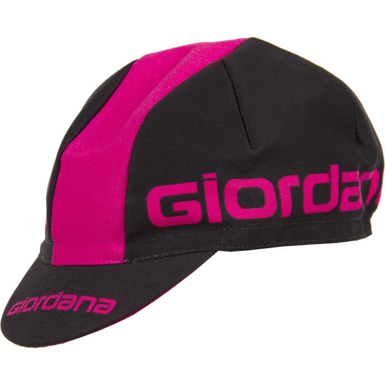 Giordana Three Panel Cotton Cap - Black/Pink